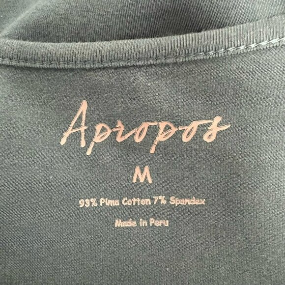 Apropos Womens Blouse Teal Long Sleeve Ruched Scoop Neck Stretch Cotton Solid M - Picture 10 of 10